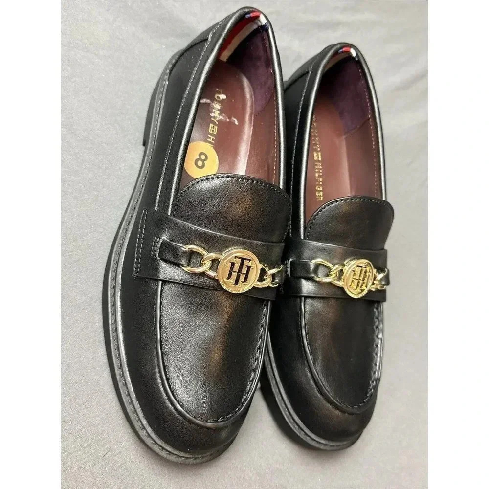 Tommy Hilfiger Black Loafer Women's Slip On Size 6 And 8 New - Picture 2 of 16